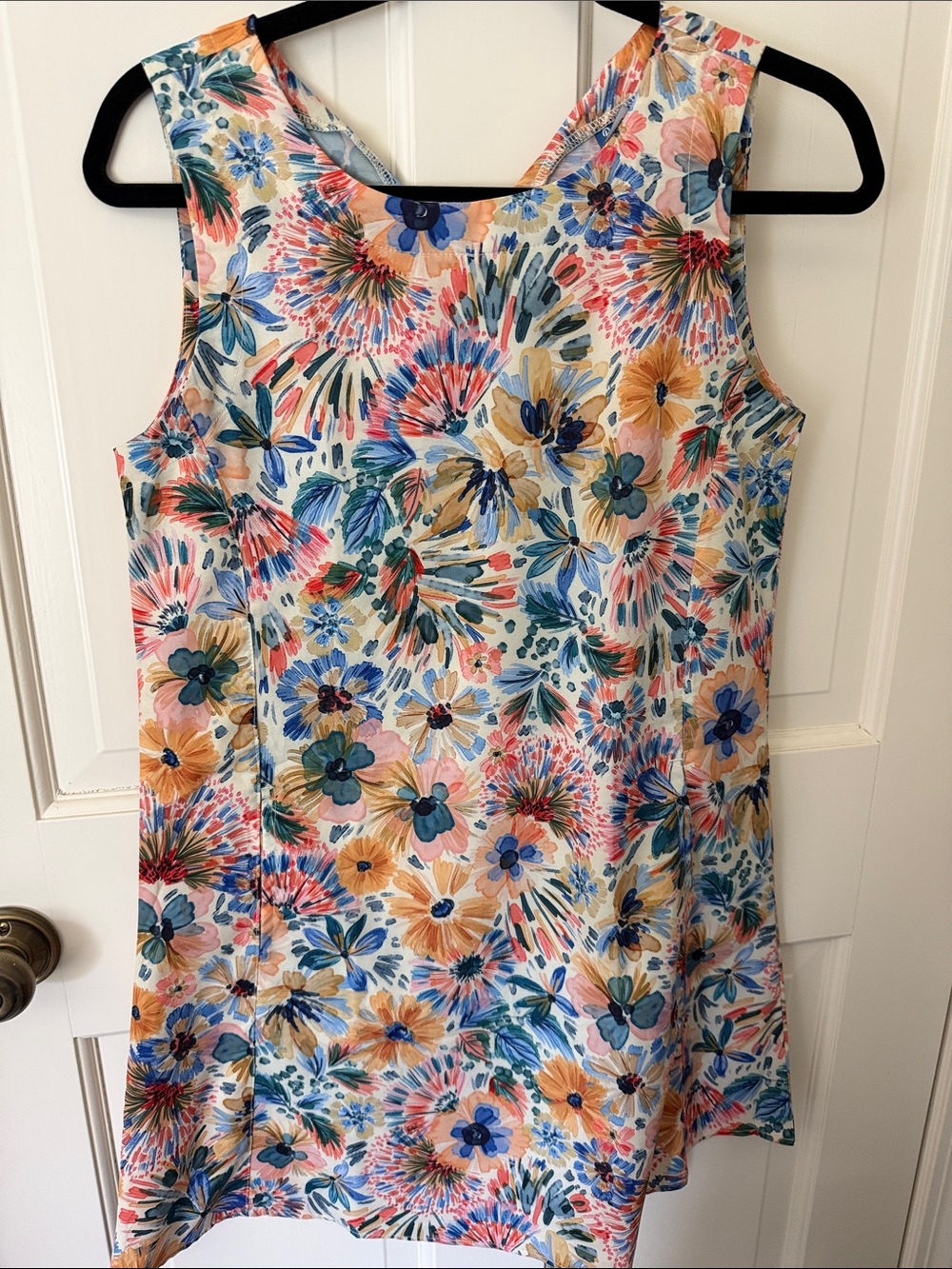 Floral Sleeveless Mini Dress in Blue, Pink & Cream